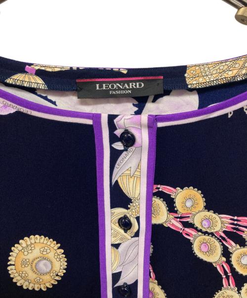 LEONARD（レオナール）LEONARD (レオナール) 花柄カンカンロングワンピース ネイビー サイズ:Lの古着・服飾アイテム