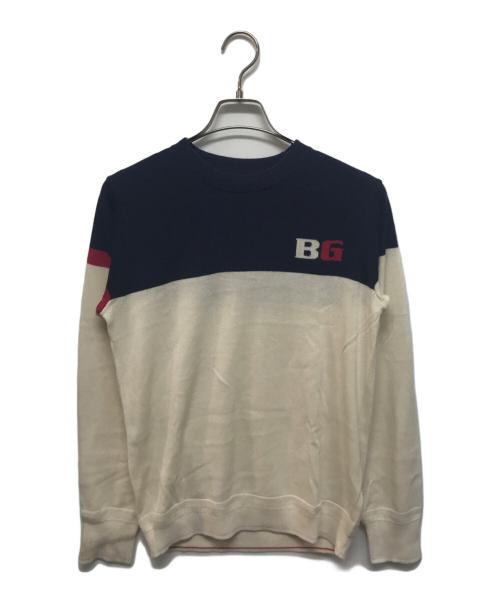 BRIEFING（ブリーフィング）BRIEFING (ブリーフィング) CL MS TRICOLOR CREWNECK KNIT ネイビー×ホワイト サイズ:Mの古着・服飾アイテム
