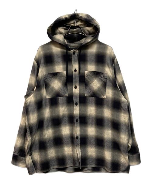 GIVENCHY（ジバンシィ）GIVENCHY (ジバンシィ) Flannel Hooded Oversized Shirt（フランネル フーデッド オーバーサイズド シャツ） ベージュ×ブラック サイズ:SIZE 40の古着・服飾アイテム