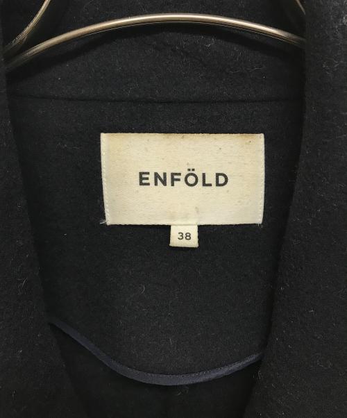 ENFOLD（エンフォルド）ENFOLD (エンフォルド) フェザーリーバーロングPコート ネイビー サイズ:SIZE 38の古着・服飾アイテム