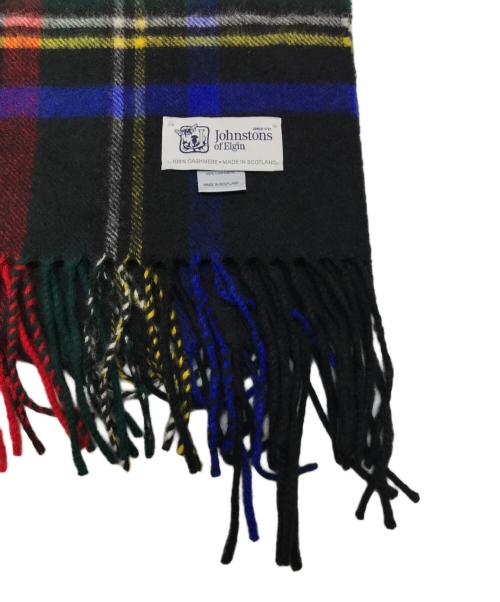 JOHNSTONS OF ELGIN（ジョンストンズオブエルガン）JOHNSTONS OF ELGIN (ジョンストンズオブエルガン) カシミヤマフラー ブラック×レッドの古着・服飾アイテム