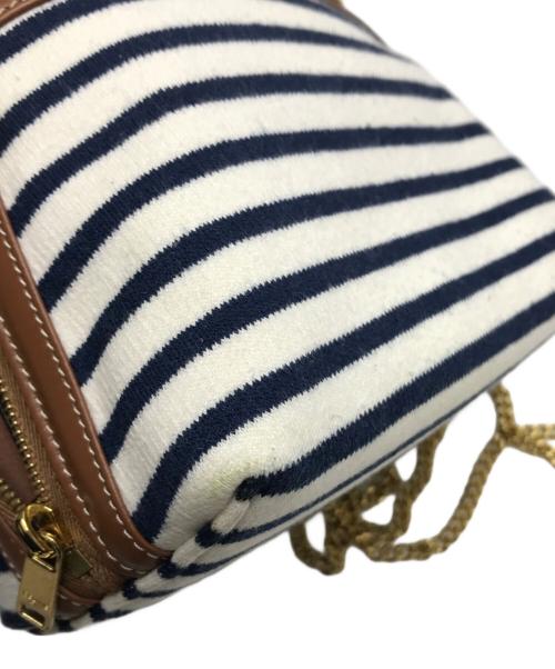 CELINE（セリーヌ）CELINE (セリーヌ) トリオンフ チェーン ショルダーバッグ ネイビー×ホワイト×ブラウンの古着・服飾アイテム
