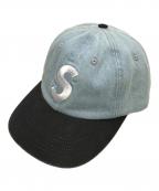 SUPREMEシュプリーム）の古着「Pigment Coated 2-Tone S Logo 6-Panel CAP（ピグメント コーテッド 2トーン Sロゴ 6パネル キャップ）」｜ブルー×ブラック