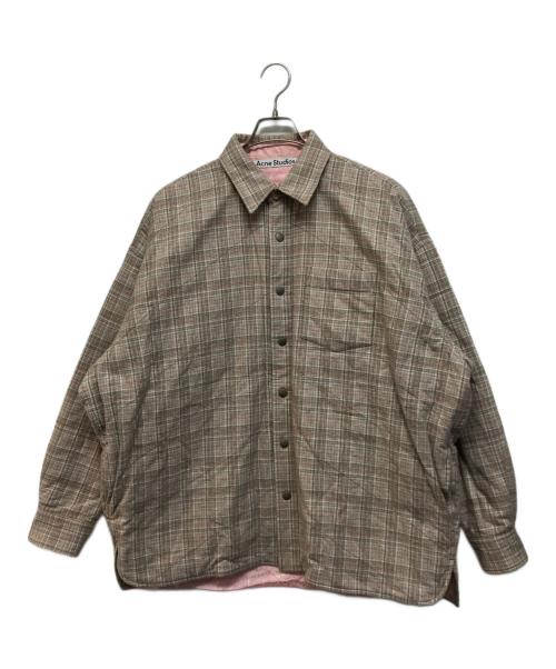 Acne studios（アクネ ストゥディオス）Acne studios (アクネ ストゥディオス) 中綿チェックシャツジャケット ベージュ×ピンク サイズ:SIZE 46の古着・服飾アイテム