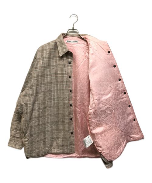 Acne studios（アクネ ストゥディオス）Acne studios (アクネ ストゥディオス) 中綿チェックシャツジャケット ベージュ×ピンク サイズ:SIZE 46の古着・服飾アイテム