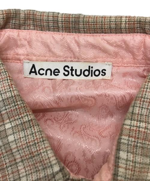 Acne studios（アクネ ストゥディオス）Acne studios (アクネ ストゥディオス) 中綿チェックシャツジャケット ベージュ×ピンク サイズ:SIZE 46の古着・服飾アイテム