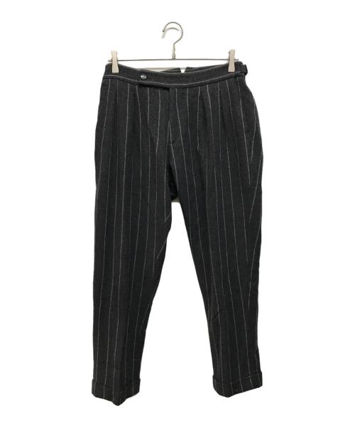 BERWICH（ベルウィッチ）BERWICH (バーウィック) ウールフランネルチョークストライプ2インプリーツクロップドパンツ グレー サイズ:46の古着・服飾アイテム