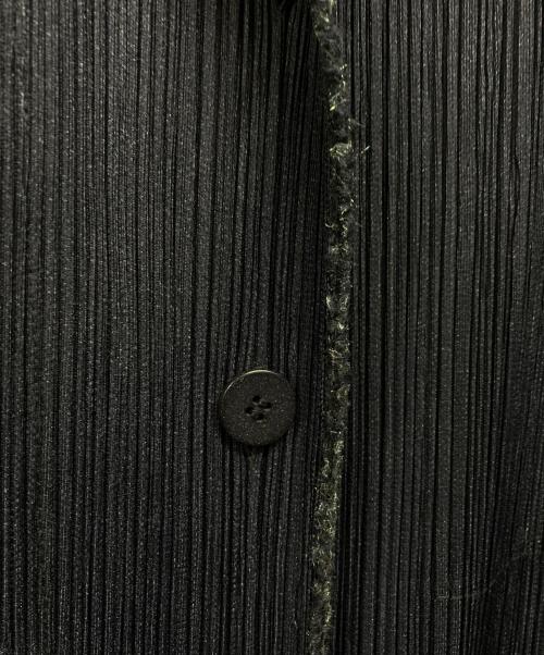 PLEATS PLEASE（プリーツプリーズ）PLEATS PLEASE (プリーツプリーズ) シャギートリム ショルダーパッド プリーツコート ネイビー サイズ:SIZE 2の古着・服飾アイテム