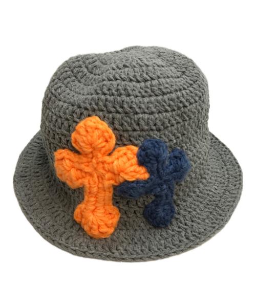 Y.A.R.N（ヤーン）Y.A.R.N (ヤーン) 3D Cross Handmade Knit hat（スリーディー・クロス・ハンドメイド・ニット・ハット） グレーの古着・服飾アイテム