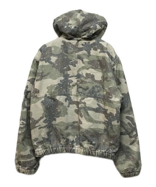 stussy（ステューシー）stussy (ステューシー) WORK JACKET CAMO CANVAS NEEDLEPUNCH（ワーク ジャケット カモ キャンバス ニードルパンチ） オリーブ サイズ:SIZE Lの古着・服飾アイテム