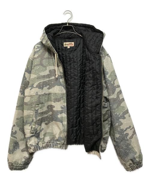 stussy（ステューシー）stussy (ステューシー) WORK JACKET CAMO CANVAS NEEDLEPUNCH（ワーク ジャケット カモ キャンバス ニードルパンチ） オリーブ サイズ:SIZE Lの古着・服飾アイテム