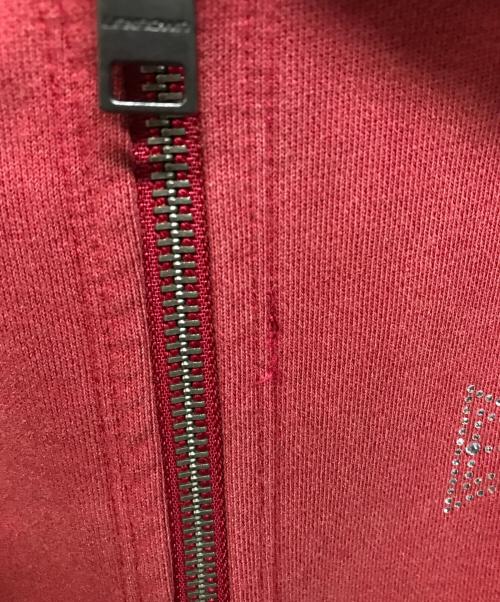 unknown（アンノーン）unknown (アンノウン) Outline Cross Rhinestone Zip Hoodie（アウトライン クロス ラインストーン ジップ フーディー） レッド サイズ:SIZE XLの古着・服飾アイテム