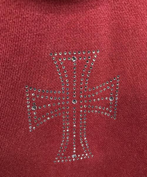unknown（アンノーン）unknown (アンノウン) Outline Cross Rhinestone Zip Hoodie（アウトライン クロス ラインストーン ジップ フーディー） レッド サイズ:SIZE XLの古着・服飾アイテム