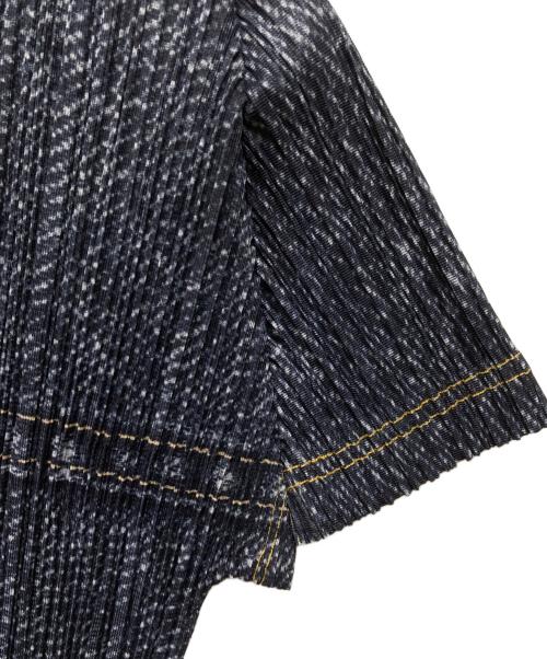 PLEATS PLEASE（プリーツプリーズ）PLEATS PLEASE (プリーツプリーズ) デニム転写プリーツカットソー ネイビー サイズ:SIZE 3の古着・服飾アイテム