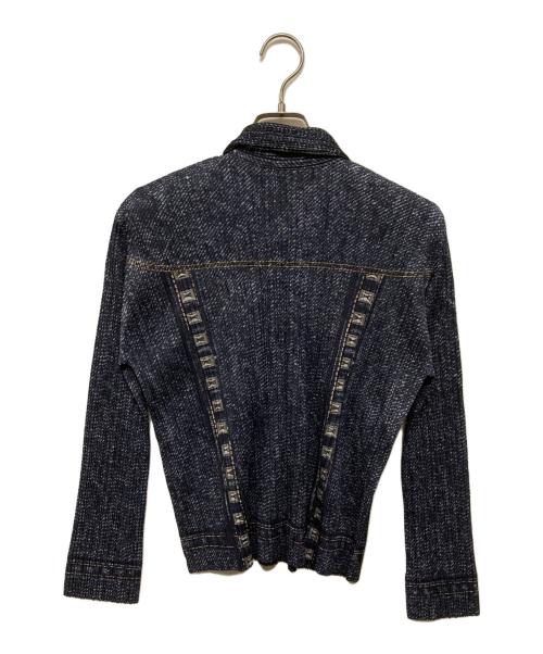 PLEATS PLEASE（プリーツプリーズ）PLEATS PLEASE (プリーツプリーズ) デニム転写プリーツジャケット ネイビー サイズ:SIZE 3の古着・服飾アイテム