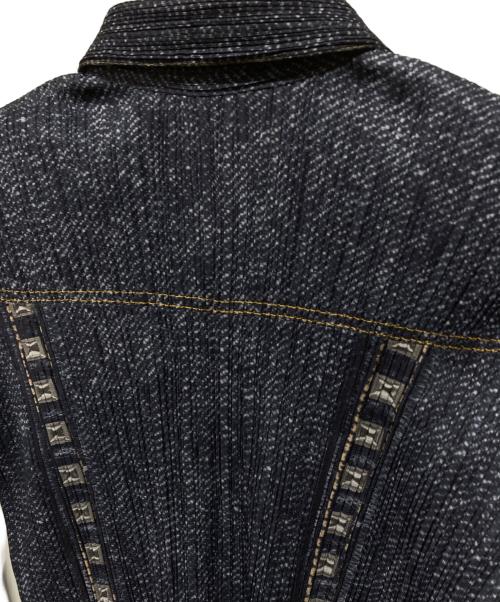 PLEATS PLEASE（プリーツプリーズ）PLEATS PLEASE (プリーツプリーズ) デニム転写プリーツジャケット ネイビー サイズ:SIZE 3の古着・服飾アイテム