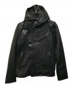 JOHNNY WOLFジョニーウルフ）の古着「レザー フード ライダース ジャケット」｜ブラック