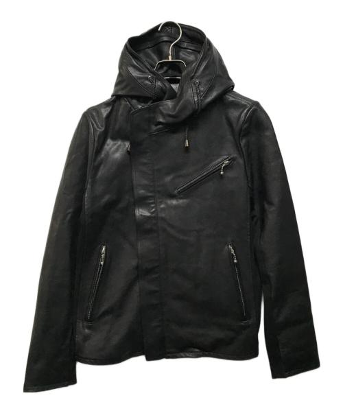 JOHNNY WOLF（ジョニーウルフ）JOHNNY WOLF (ジョニーウルフ) レザー フード ライダース ジャケット ブラック サイズ:SIZE 2の古着・服飾アイテム