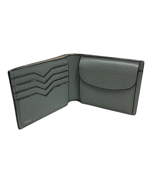 Valextra（ヴァレクストラ）Valextra (ヴァレクストラ) 小銭入れ付き二つ折り 4カードコンパクトウォレット ブルーの古着・服飾アイテム