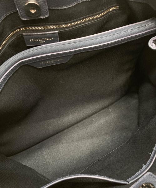 PELLE MORBIDA（ペッレモルビダ）PELLE MORBIDA (ペッレモルビダ) シュリンクレザートートバッグ ネイビーの古着・服飾アイテム