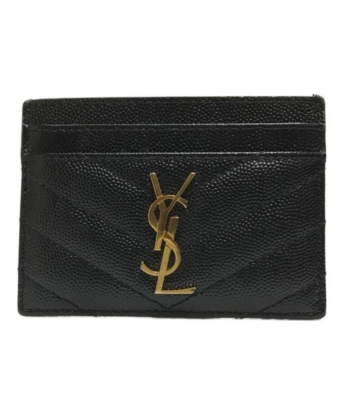 Saint Laurent Paris（サンローランパリ）Saint Laurent Paris (サンローランパリ) Vステッチカサンドラロゴカードケース ブラックの古着・服飾アイテム