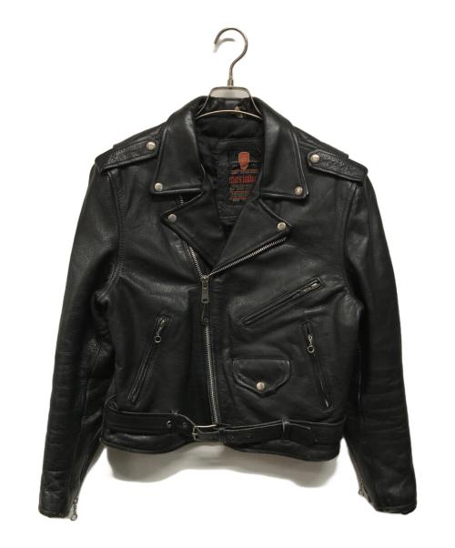 CUIRS LONDON（キュイーロンドン）CUIRS LONDON (キュイーロンドン) ダブルライダースジャケット ブラック サイズ:不明(下記参照)の古着・服飾アイテム