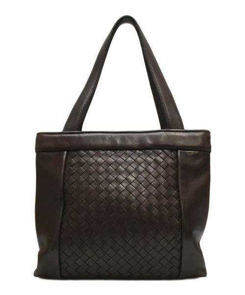 BOTTEGA VENETA（ボッテガベネタ）BOTTEGA VENETA (ボッテガベネタ) イントレチャートトートバッグ ブラウンの古着・服飾アイテム