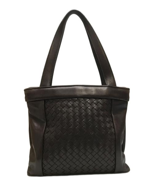 BOTTEGA VENETA（ボッテガベネタ）BOTTEGA VENETA (ボッテガベネタ) イントレチャートトートバッグ ブラウンの古着・服飾アイテム