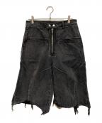 FILTHフィルス）の古着「FRONT ZIP BAGGY DENIM SHORTS」｜ブラック
