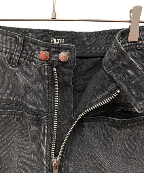 FILTH（フィルス）Filth (フィルス) FRONT ZIP BAGGY DENIM SHORTS ブラック サイズ:SIZE 1の古着・服飾アイテム
