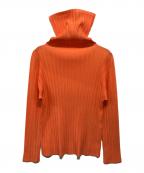 PLEATS PLEASEプリーツプリーズ）の古着「ハイネックプリーツカットソー」｜オレンジ