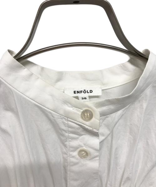 ENFOLD（エンフォルド）ENFOLD (エンフォルド) Washedウォッシュドタイプライター 五分袖ギャザー シャツ ホワイト サイズ:Ｍの古着・服飾アイテム