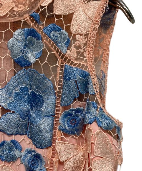 MARCHESA NOTTE（マルケッサノッテ）MARCHESA NOTTE (マルケッサノッテ) ノースリーブレースワンピース ピンク サイズ:Mの古着・服飾アイテム