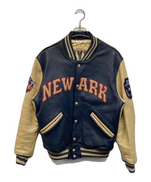 AVIREX（アヴィレックス）AVIREX (アヴィレックス) ラムレザースタジャン ネイビー×ベージュ サイズ:Mの古着・服飾アイテム