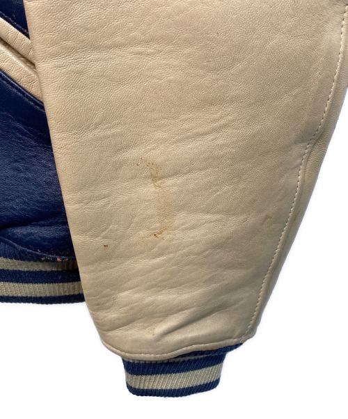 AVIREX（アヴィレックス）AVIREX (アヴィレックス) ラムレザースタジャン ネイビー×ベージュ サイズ:Mの古着・服飾アイテム