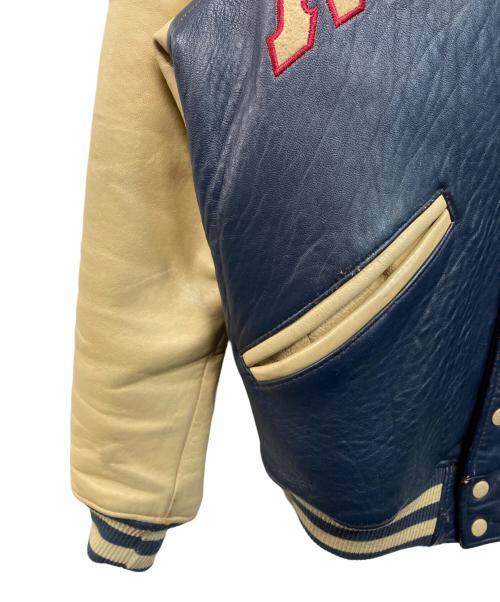 AVIREX（アヴィレックス）AVIREX (アヴィレックス) ラムレザースタジャン ネイビー×ベージュ サイズ:Mの古着・服飾アイテム