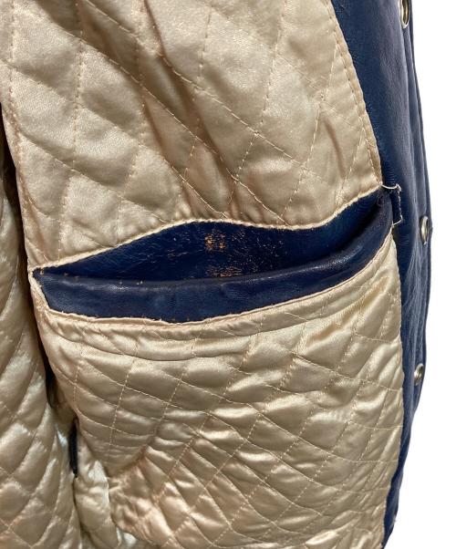 AVIREX（アヴィレックス）AVIREX (アヴィレックス) ラムレザースタジャン ネイビー×ベージュ サイズ:Mの古着・服飾アイテム