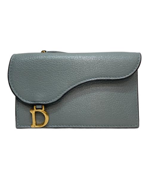 Christian Dior（クリスチャン ディオール）Christian Dior (クリスチャン ディオール) Saddle Cosmos ジップカードホルダー スカイブルーの古着・服飾アイテム