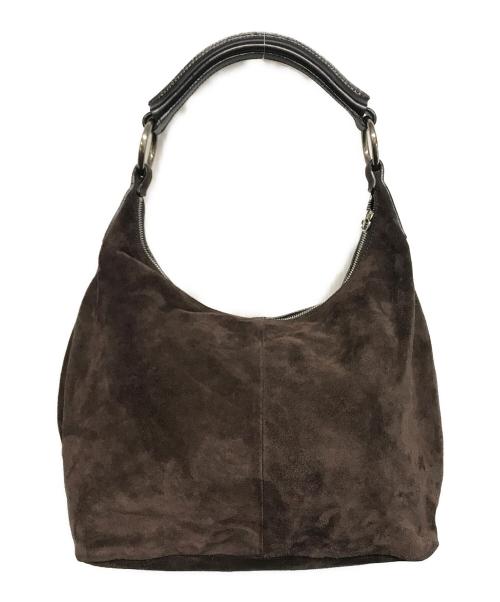 MIU MIU（ミュウミュウ）MIU MIU (ミュウミュウ) エンボスロゴ スエードワンショルダーバッグ ブラウンの古着・服飾アイテム