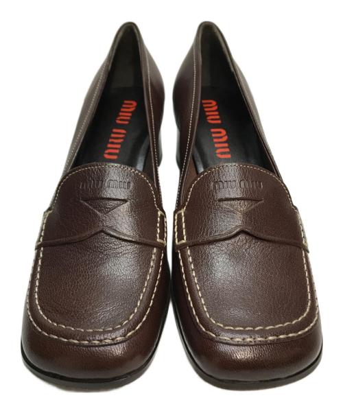 MIU MIU（ミュウミュウ）MIU MIU (ミュウミュウ) コインローファー ブラウン サイズ: 23.5cmの古着・服飾アイテム