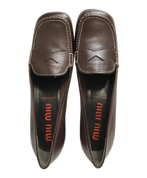MIU MIU（ミュウミュウ）MIU MIU (ミュウミュウ) コインローファー ブラウン サイズ: 23.5cmの古着・服飾アイテム