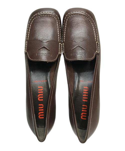 MIU MIU（ミュウミュウ）MIU MIU (ミュウミュウ) コインローファー ブラウン サイズ: 23.5cmの古着・服飾アイテム