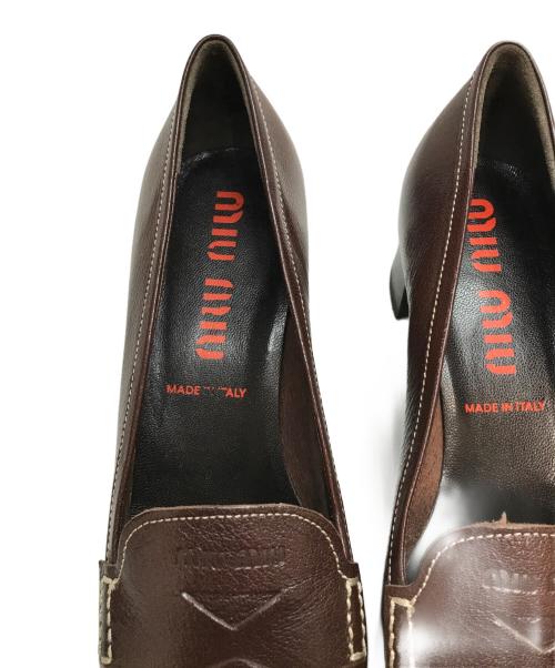 MIU MIU（ミュウミュウ）MIU MIU (ミュウミュウ) コインローファー ブラウン サイズ: 23.5cmの古着・服飾アイテム