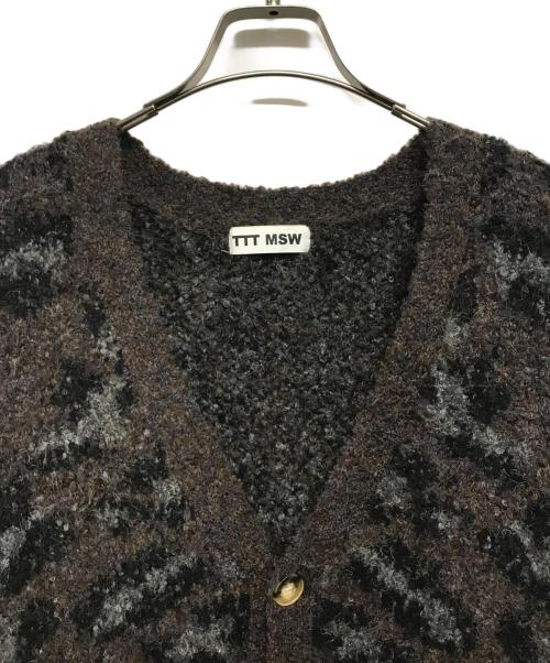 TTT MSW（ティー モダンストリートウェア）TTT MSW (ティー モダンストリートウェア) leopard knit cardigan ブラウン サイズ:XLの古着・服飾アイテム