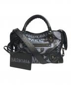 BALENCIAGAバレンシアガ）の古着「クラシックミニシティグラフィックペイント 2WAYバッグ」｜ブラック