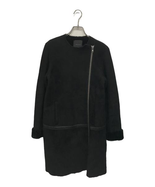 theory（セオリー）theory (セオリー) ノーカラームートンコート ブラック サイズ:xsの古着・服飾アイテム