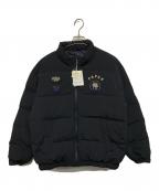 PAPAS PLUSパパスプラス）の古着「ナイロンライクラ2WAYストレッチタフタ ダウンブルゾン」｜ネイビー