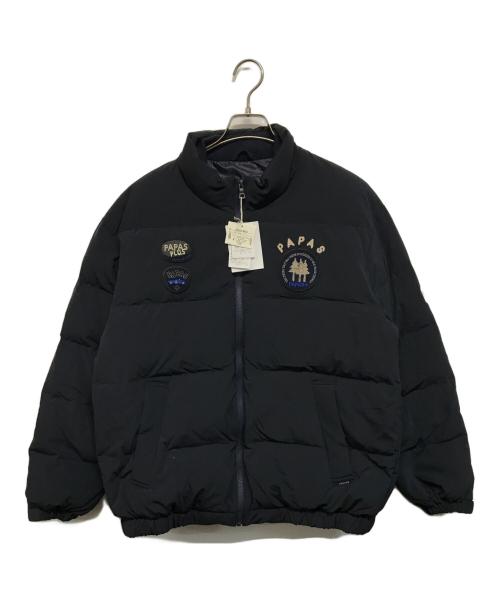 PAPAS PLUS（パパスプラス）PAPAS PLUS (パパスプラス) ナイロンライクラ2WAYストレッチタフタ ダウンブルゾン ネイビー サイズ:L 未使用品の古着・服飾アイテム