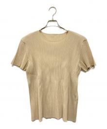 ISSEY MIYAKE（イッセイミヤケ）の古着「半袖プリーツカットソー」｜ベージュ