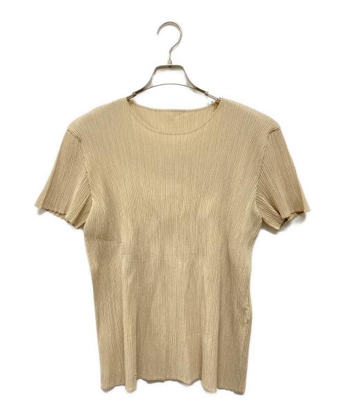 ISSEY MIYAKE（イッセイミヤケ）ISSEY MIYAKE (イッセイミヤケ) 半袖プリーツカットソー ベージュ サイズ:SIZE Lの古着・服飾アイテム
